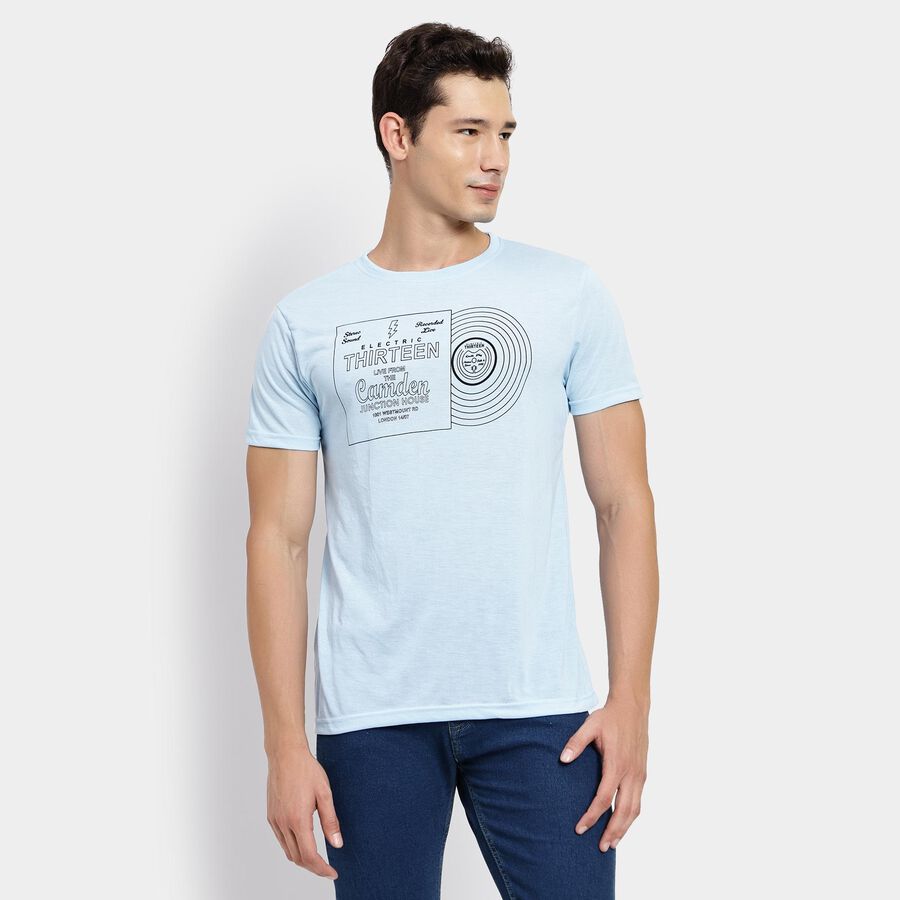 Men's Round Neck Half Sleeves T-Shirt, Sky Blue, large image number null