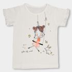 Girls' 100% Cotton T-Shirt, Off White, small