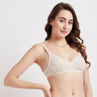Printed Non-Padded Bra, Off White, small image number null