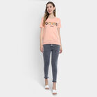 Embellished Round Neck T-Shirt, Peach, small image number null