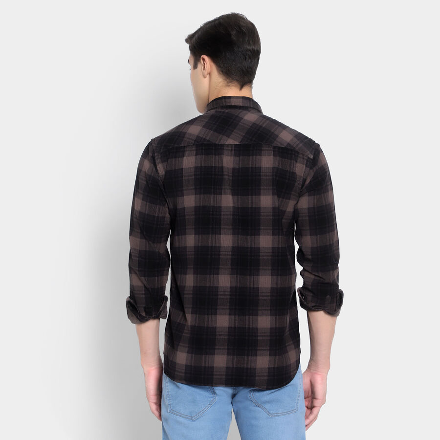 Cotton Checks Casual Shirt, Brown, large image number null