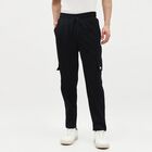 Men's Jet Black Tapered Cargo Jogger, काला, small image number null