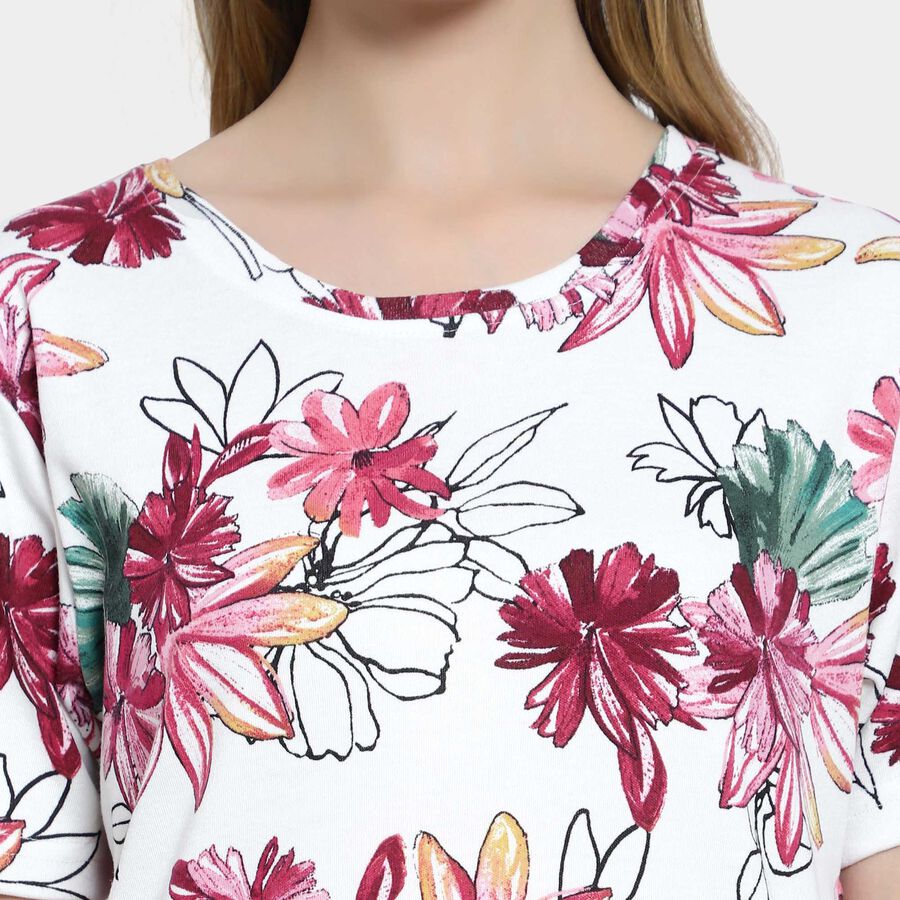 All Over Print Round Neck T-Shirt, White, large image number null