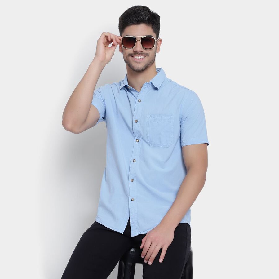 Cotton Solid Casual Shirt, Light Blue, large image number null