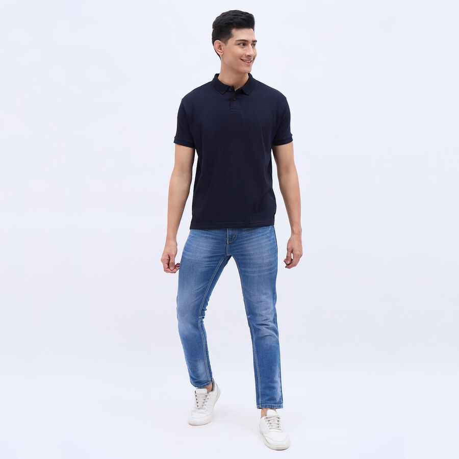 Men's Deep Midnight Navy Blue Polo Neck Polo Tee Shirt, नेवी ब्लू, large image number null
