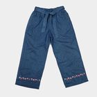 Girls Light Blue Wide Leg Fit Embroidered Jeans, हल्का नीला, small