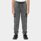 Boys Washed Black Cargo Jogger Jeans, Black, small image number null