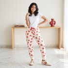 Girls' Cream Jogger Heart Printed Winter Pyjama, ऑफ व्हाइट, small