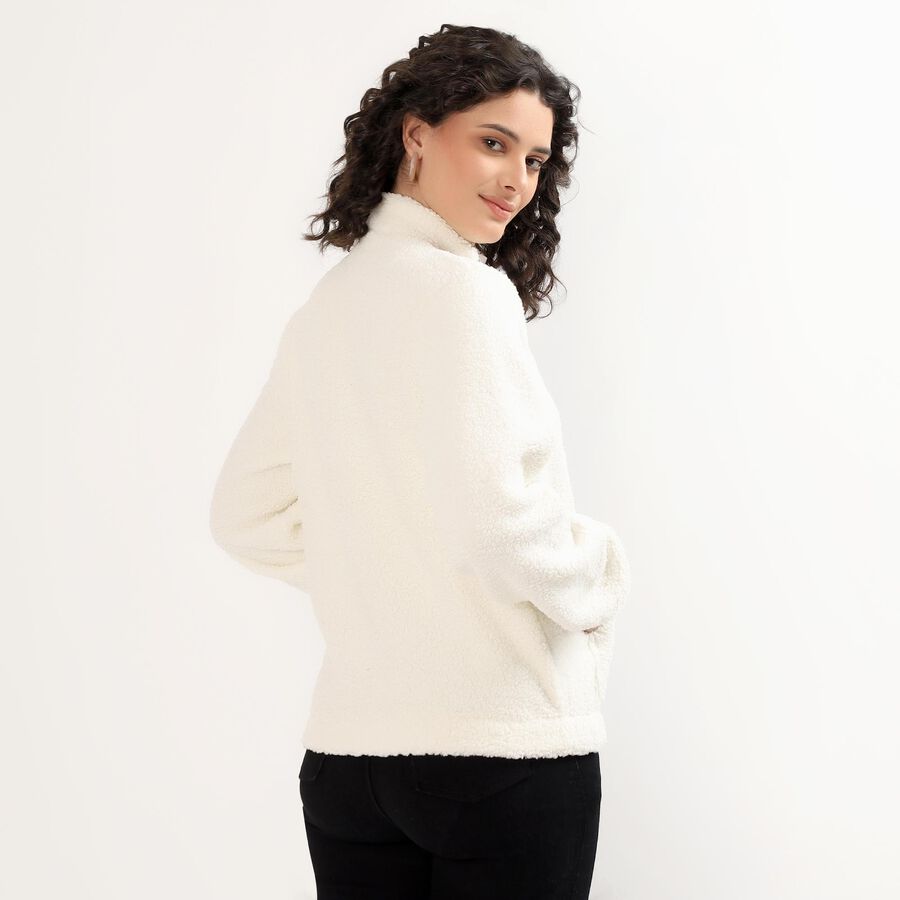Women's Off-White High Neck Casual Sweatshirt, Off White, large image number null