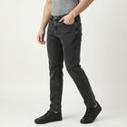 Men's Dark Grey Slim Fit Washed Jeans, गहरा ग्रे, small
