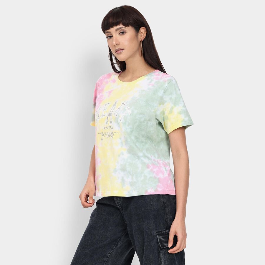 Ladies' 100% Cotton Round Neck T-Shirt , हल्का हरा, large image number null