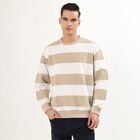 Men's Muted Beige and White Crew Neck Casual Sweatshirt, गहरा पीला, small image number null