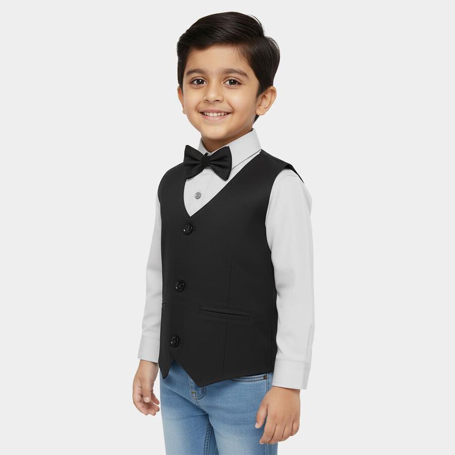 Boys Light Grey Cotton Classic Casual Shirt, हल्का ग्रे, large image number null