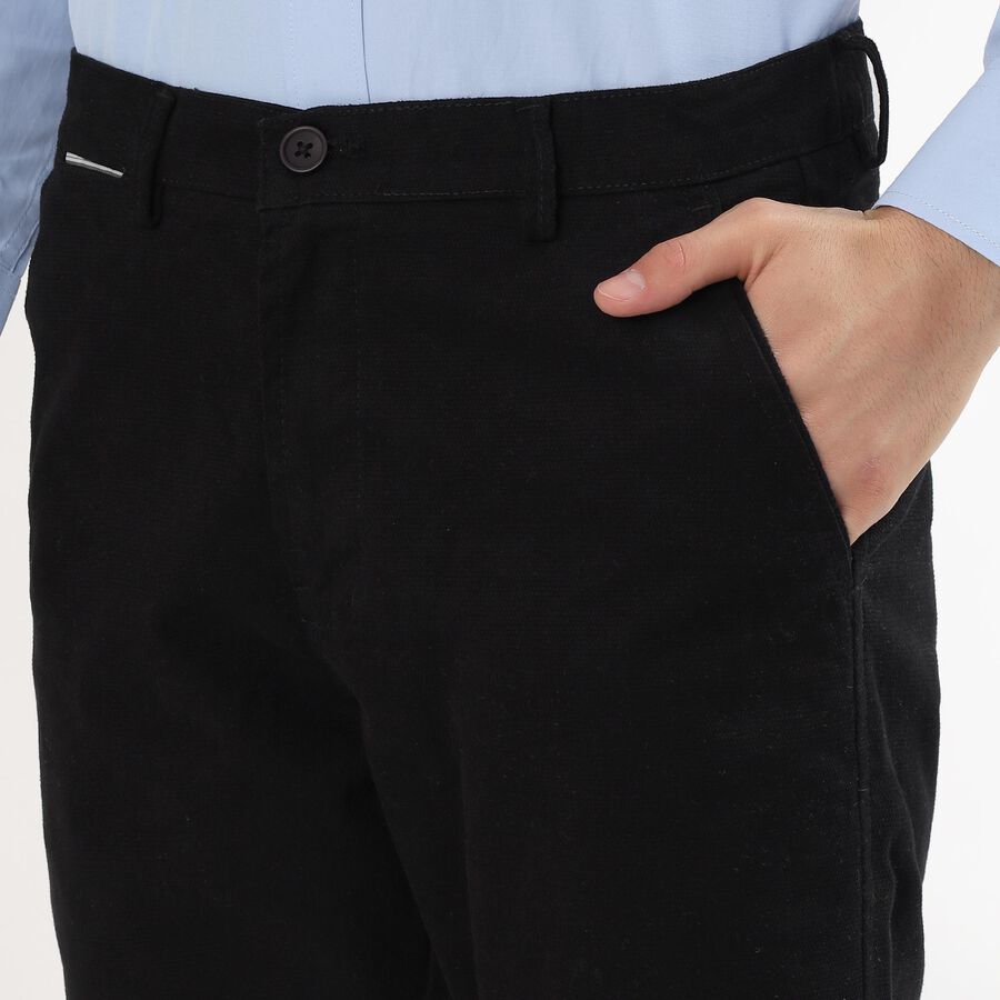 Men's Slim Fit Casual Trousers , Black, large image number null