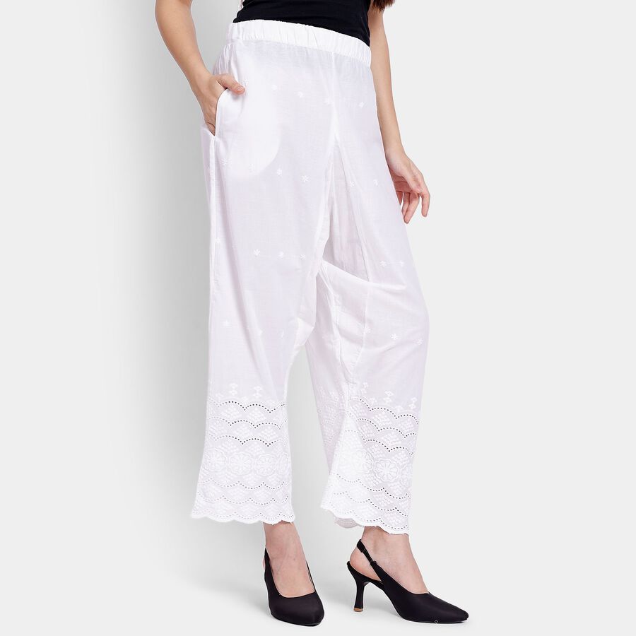Ladies' 100% Cotton Palazzos, Off White, large image number null