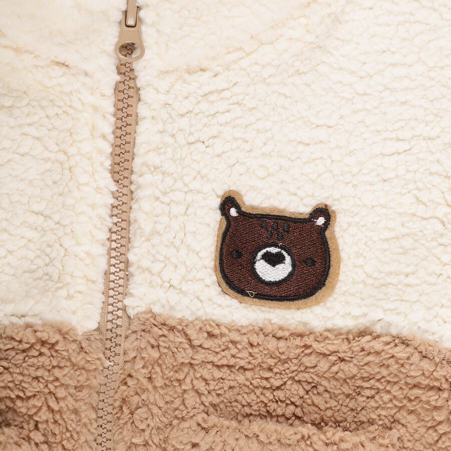 Infants' Beige and Cream High Neck Full Sleeve Sweatshirt, गहरा पीला, large image number null