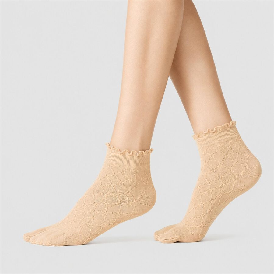 Women's Beige Regular Fit Pack of 1 Socks, Beige, large