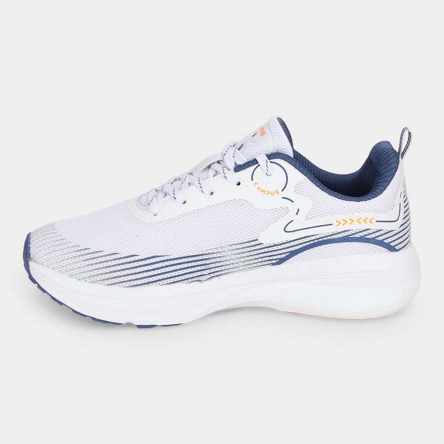 Men's White Lace-Up Sneakers, सफ़ेद, large
