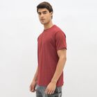 Men's Deep Wine Red Crew Neck Athleisure T-Shirt, Wine, small
