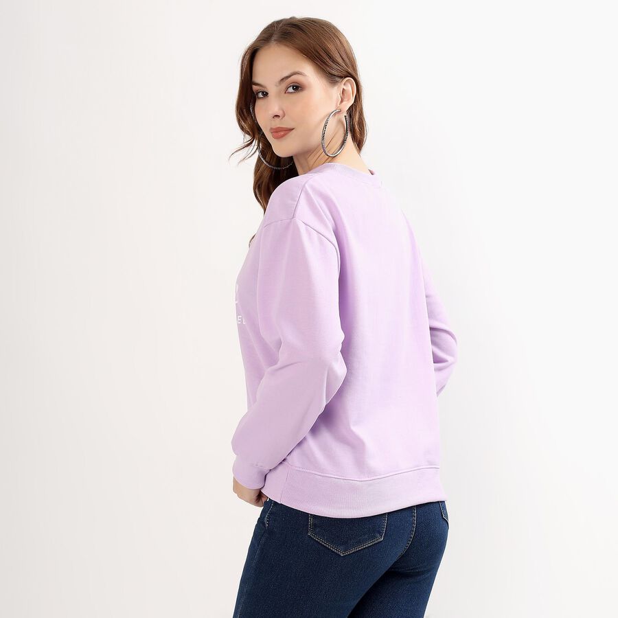 Women's Soft Lavender Crew Neck Casual Sweatshirt, लाइलेक, large image number null