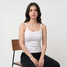 Women's White Cotton Scoop Neck Camisole Slip, सफ़ेद, small
