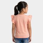 Girls Light Pink Cotton Round Neck Regular T-Shirt, Light Pink, small