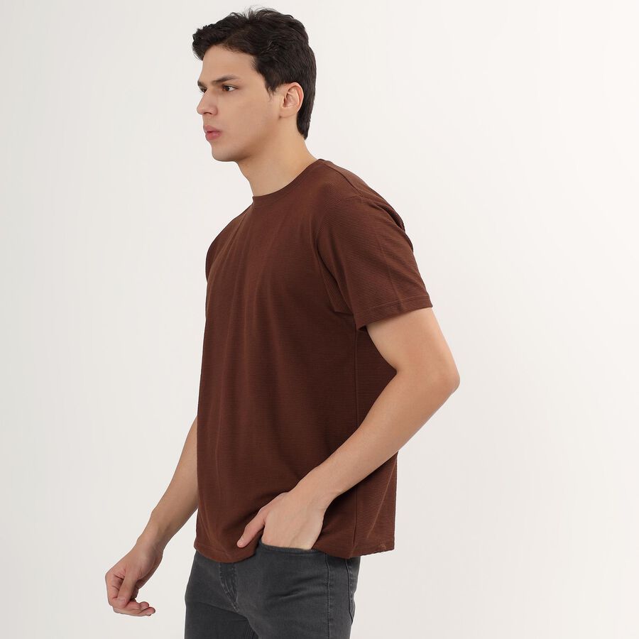 Men's Round Neck Half Sleeves T-Shirt , Brown, large image number null