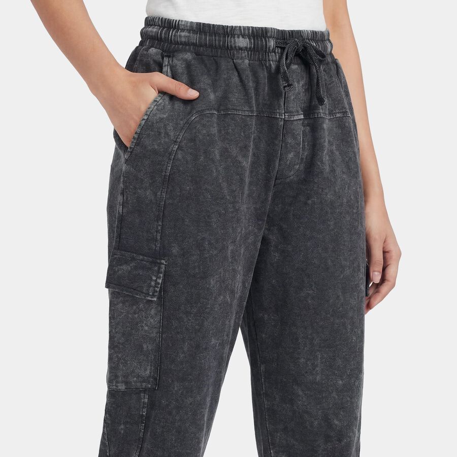 Women's Black Regular Fit Side-Striped Track Pants, Black, large