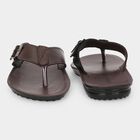 Men's Brown PU Buckle Strap Thong Sandals, भूरा, small