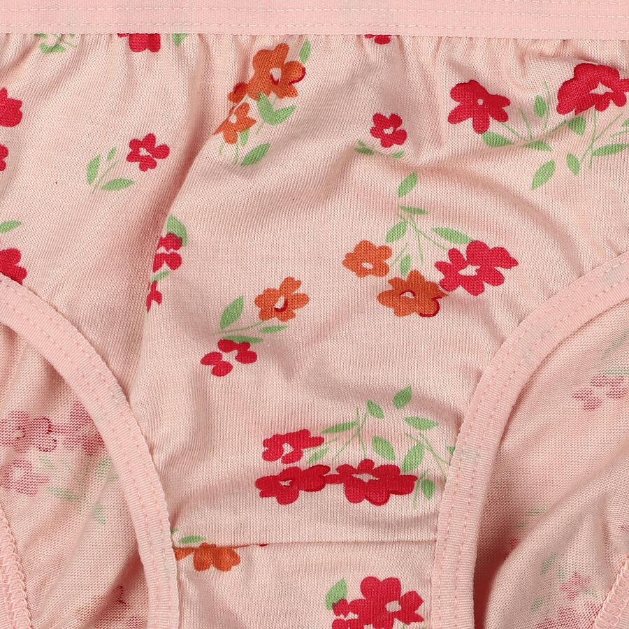Girls Pink Regular Fit Floral Print Panty, Pink, large