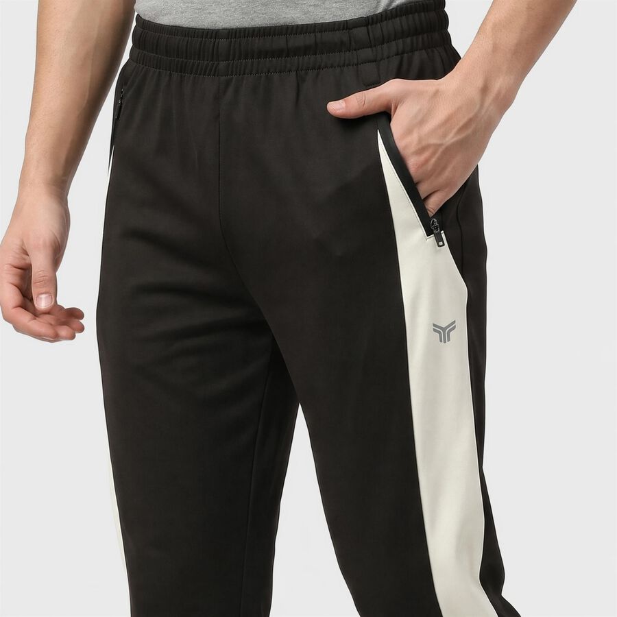 Men's Olive Regular Fit Side-Striped Track Pants, Olive, large