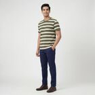 Men Olive Green Round Neck Casual T-Shirt, Olive, small