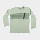 Boys' Mint Green Cotton Round Neck Regular T-Shirt, हल्का हरा, small