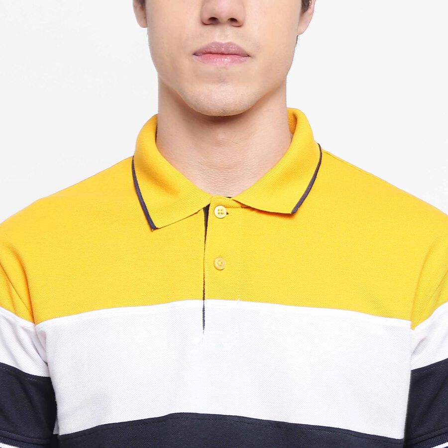 Cut & Sew Polo Shirt, Mustard, large image number null