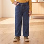 Girls' Navy Blue Straight Fit Belted Jeans, Dark Blue, small