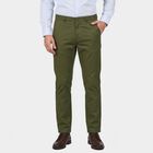Men's Olive Green Slim Fit Chino Trousers, Olive, small