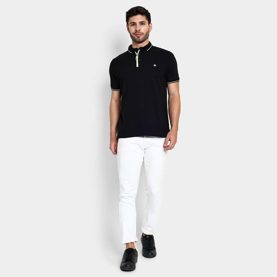 Men's 100% Cotton Collared Half Sleeves T-Shirt , काला, large image number null
