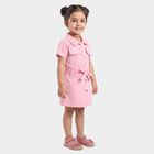 Girls' Pink Shirt Style Solid Frock, गुलाबी, small