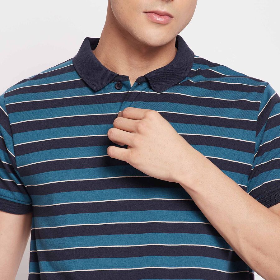 Stripes Polo Shirt, Teal Blue, large image number null