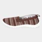 Women's Brown Geometric Slip-On Casual Shoes, भूरा, small