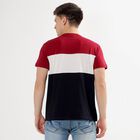 Men's Deep Burgundy Cotton Round Neck Colorblock T-Shirt, Maroon, small image number null