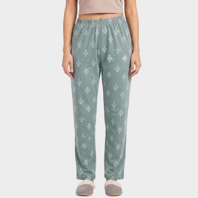 Women's Green Straight-Fit All-Over Print Lounge Pyjama