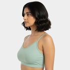 Women's Light Green Cotton Blend V-Neck Casual Bra, Light Green, small