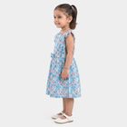 Girls' Light Blue Floral Printed Fit and Flare Frock, Light Blue, small