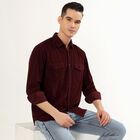 Men's Rich Burgundy Cotton Classic Casual Shirt, Wine, small image number null