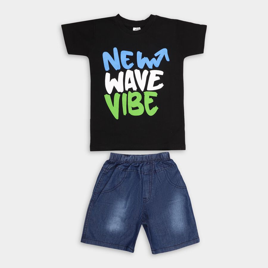 Boys' 100% Cotton Woven Baba Suit , काला, large image number null