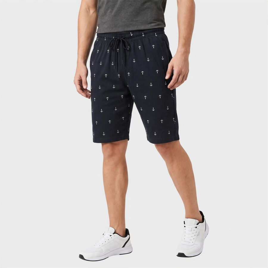 Men's Navy Blue Regular Fit Printed Jamaican Shorts, Navy Blue, large
