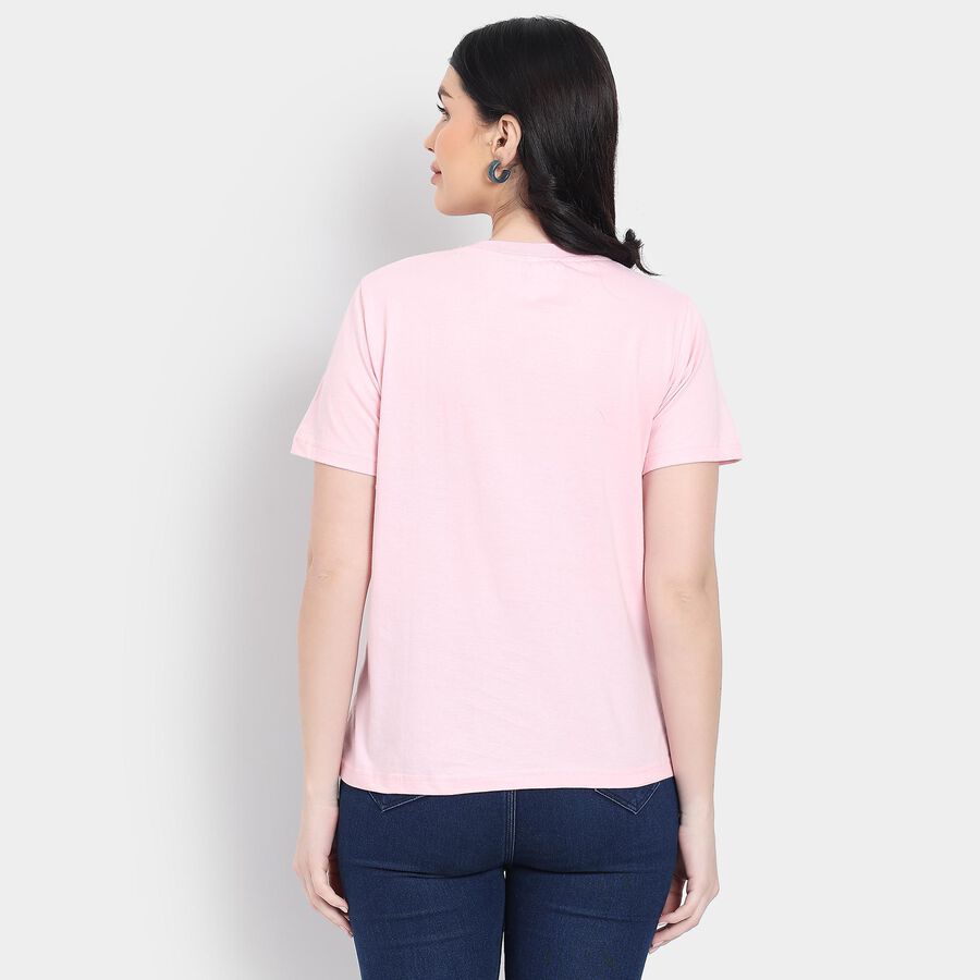Ladies' 100% Cotton Round Neck T-Shirt , Pink, large image number null