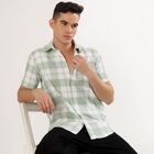 Men's Light Sage Green Cotton Half Sleeve Classic Casual Shirt, Light Green, small image number null