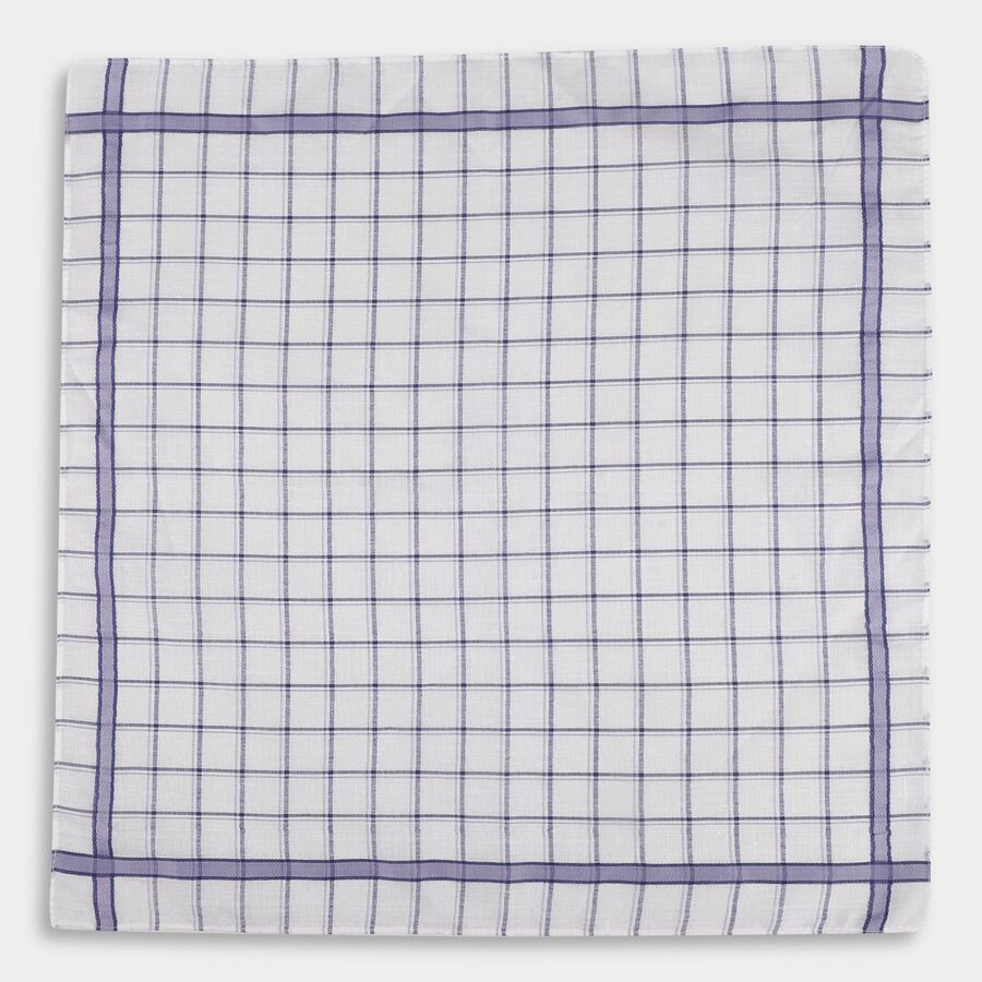 Men's White and Blue Checkered Handkerchief, मध्यम नीला, large image number null